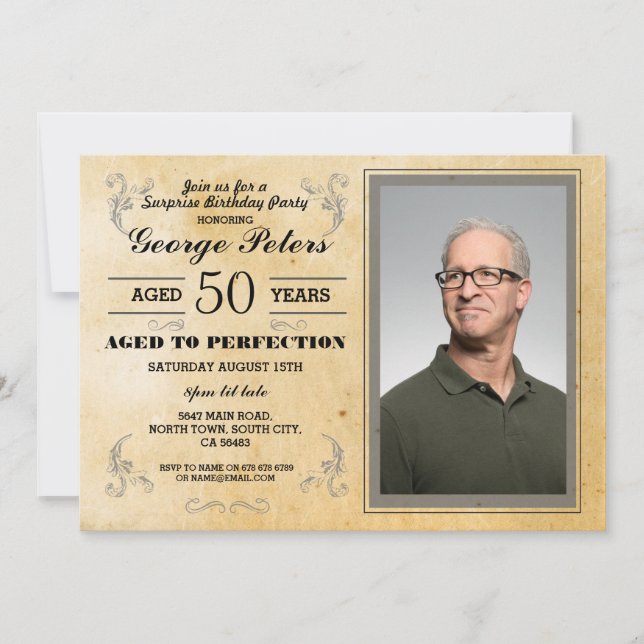 Gealtert zum Foto der Einladung (Vorderseite)