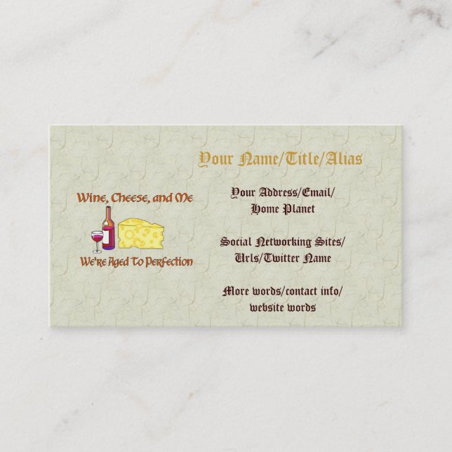 Gealtert zur Perfektion Visitenkarte (Vorderseite)