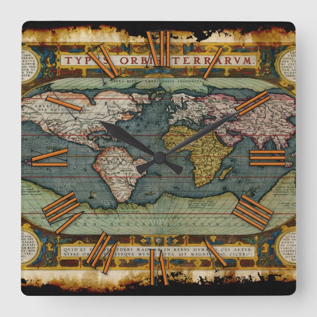 Gealterte antike quadratische wanduhr (Vorderseite)