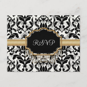 Gealterte beunruhigte Damast goldene Bling RSVP Karte