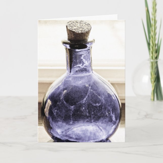 Gealterte blaue Flasche Karte (Vorderseite)