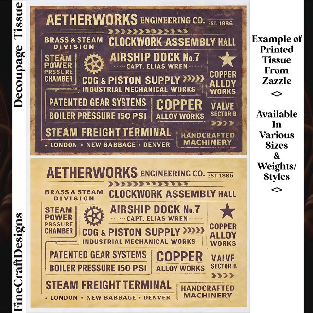 Gealterte distressed Steampunk-Arbeitsschilder FA8 Seidenpapier (Von Creator hochgeladen)