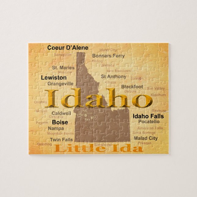 Gealterte Idaho-Staatsstolz-Karten-Silhouette Puzzle (Horizontal)