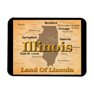 Gealterte Illinois-Staatsstolz-Karten-Silhouette Magnet