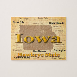 Gealterte Iowa-Staatsstolz-Karten-Silhouette Puzzle