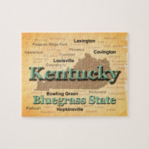 Gealterte Kentucky-Staatsstolz-Karten-Silhouette Puzzle