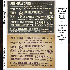 Gealterte, ramponierte Steampunk-Arbeitsschilder F Seidenpapier