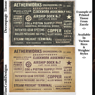 Gealterte, ramponierte Steampunk-Arbeitsschilder F Seidenpapier