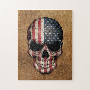 Gealterte und abgenutzte amerikanische Flagge Schä Puzzle