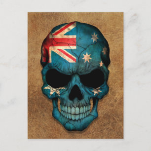 Gealterte und abgenutzte australische Flagge Schäd Postkarte