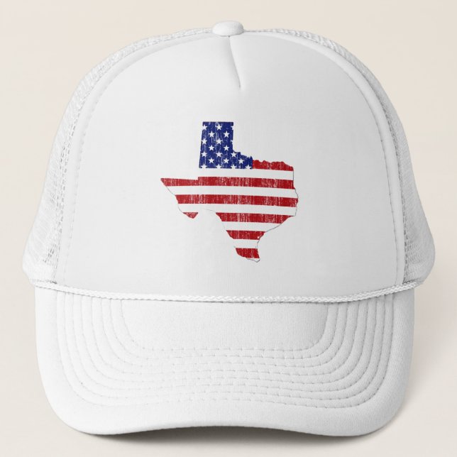 GEALTERTE US-FLAGGE TEXAS TRUCKERKAPPE (Vorderseite)