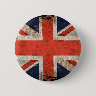 Gealterte zerrissene Union Jack Button