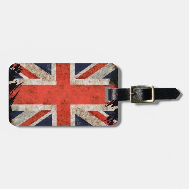 Gealterte zerrissene Union Jack Gepäckanhänger (Vorderseite horizontal)