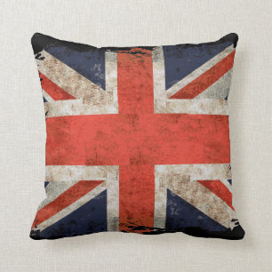 Gealterte zerrissene Union Jack Kissen