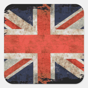 Gealterte zerrissene Union Jack Quadratischer Aufkleber