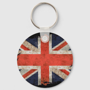 Gealterte zerrissene Union Jack Schlüsselanhänger