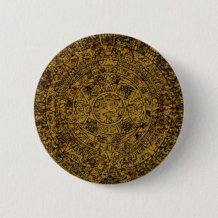 Gealterter Azteken-Sonnensteinkalender Button