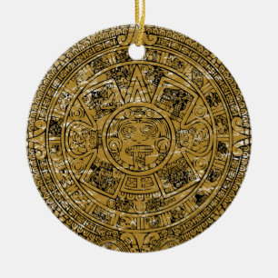 Gealterter Azteken-Sonnensteinkalender Keramikornament