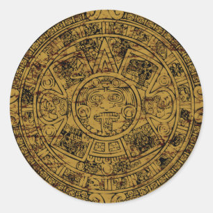 Gealterter Azteken-Sonnensteinkalender Runder Aufkleber