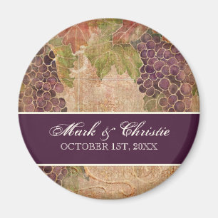 Gealterter Trauben-Weinberg-Hochzeits-Magnet Magnet