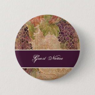Gealtertes Trauben-Weinberg-Save the Date Porto Button