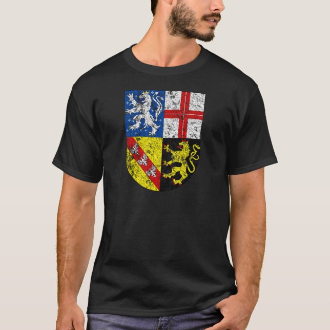 Gealtertes Wappen von Saarland T-Shirt (Vorderseite)