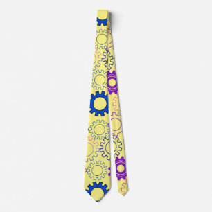 Gear02w x4 Muster der Getriebe L Gelb BG Krawatte