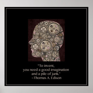 Gear Head mit Thomas Edison Zitat Poster