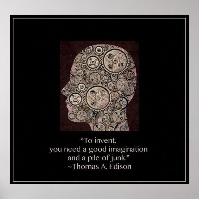 Gear Head mit Thomas Edison Zitat Poster (Vorne)