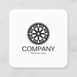Gear Wheel 05v2 - Schwarz auf dem weißen Platz Quadratische Visitenkarte