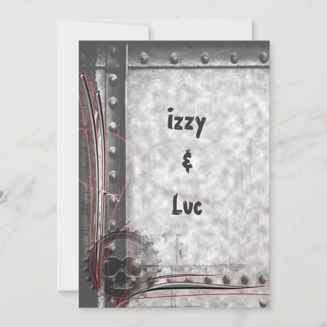 Gearhead Skull Rockabilly Grunge Goth Wedding Einladung (Vorderseite)