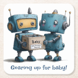 Gearing Up for Baby - Robot Baby Shooter Rechteckiger Pappuntersetzer