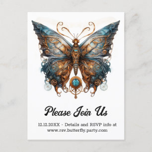 Gearmoth Morpho Butterfly Steampunk Wedding Ankündigungspostkarte