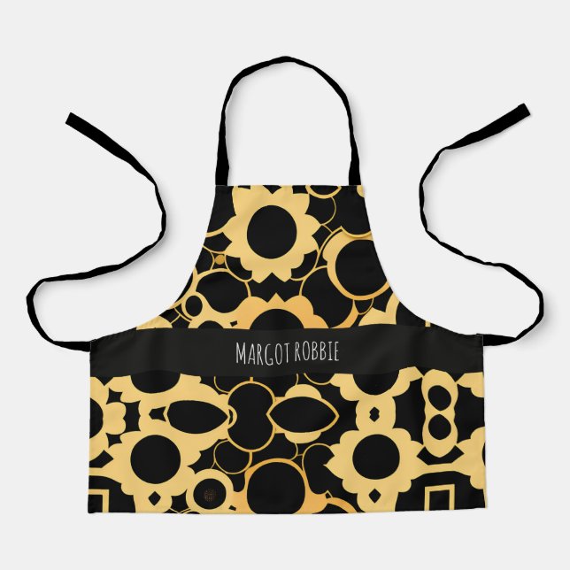 Gears Black Gold monochromatisches Muster Schürze (Vorderseite)