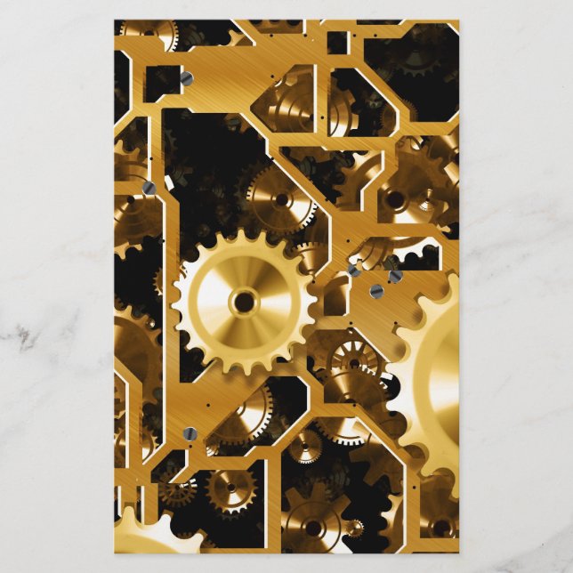 Gears Clock Office Design Digital Art Destination Briefpapier (Vorderseite)