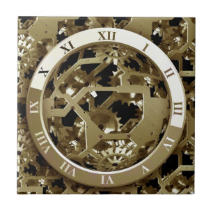 Gears Clock Office Design Digital Art Destination Fliese