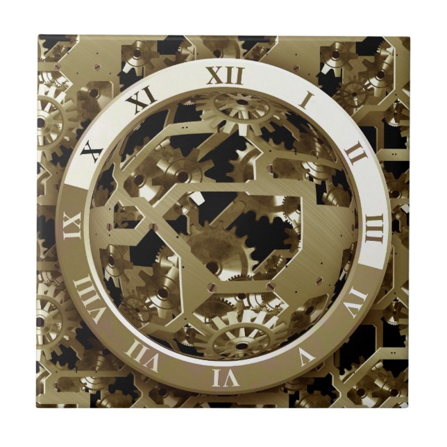 Gears Clock Office Design Digital Art Destination Fliese (Vorderseite)