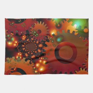 Gears Clock Office Design Digital Art Destination Handtuch