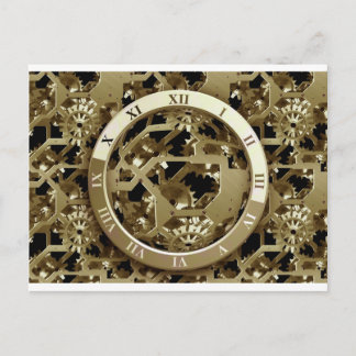 Gears Clock Office Design Digital Art Destination Postkarte