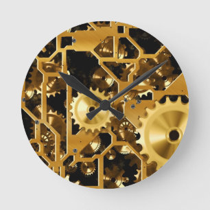 Gears Clock Office Design Digital Art Destination Runde Wanduhr