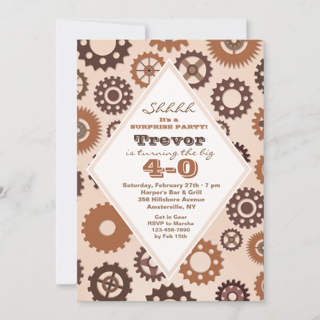 Gears Masculine Einladung (Vorderseite)