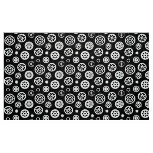 Gears Pattern 070819 - Weiß auf Schwarz Stoff