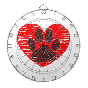 geätzte Hundekuh im roten Herzen Dartscheibe