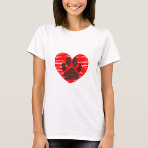 geätzte Hundekuh im roten Herzen T-Shirt