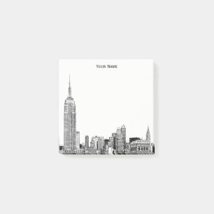 Geätzte NYC-Skyline DIY-Hintergrundfarbe Post-it Klebezettel