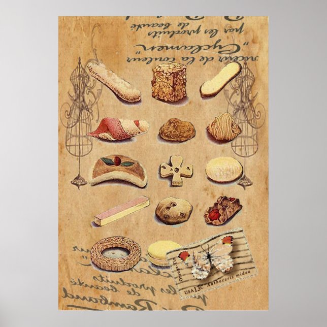 Gebäck aus Frankreich, Kuchen, Nachtisch Poster (Vorne)