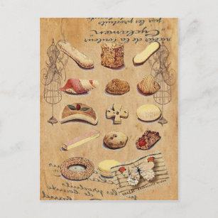 Gebäck aus Frankreich, Kuchen, Nachtisch Postkarte