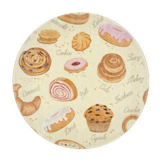 Gebäck: Geschmackvolles, nahtloses Muster. Schneidebrett