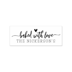 Gebacken mit handgeschriebenem Liebe Herz Gummistempel