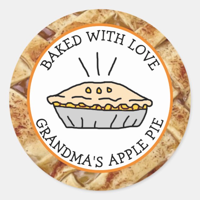 Gebacken mit Liebe, Apple Pie Personalisiert Runder Aufkleber (Vorderseite)